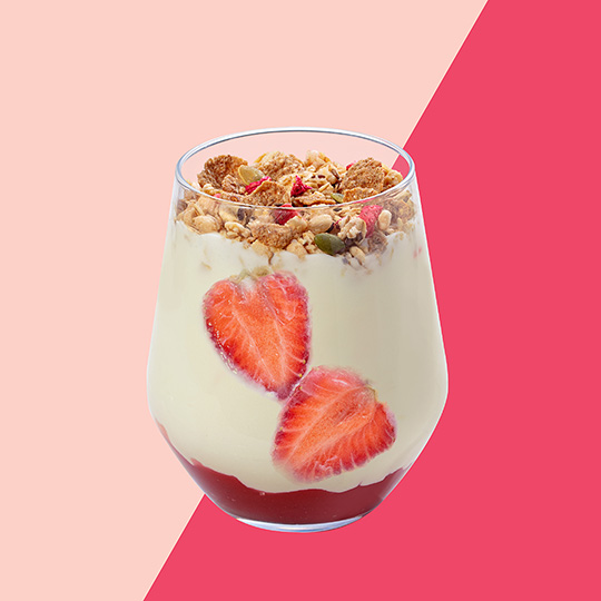 Strawberry Oat-based Yogurt with Granola Mix