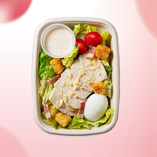 Slow Cooked Chicken Caesar Salad with Soft-Boiled Egg