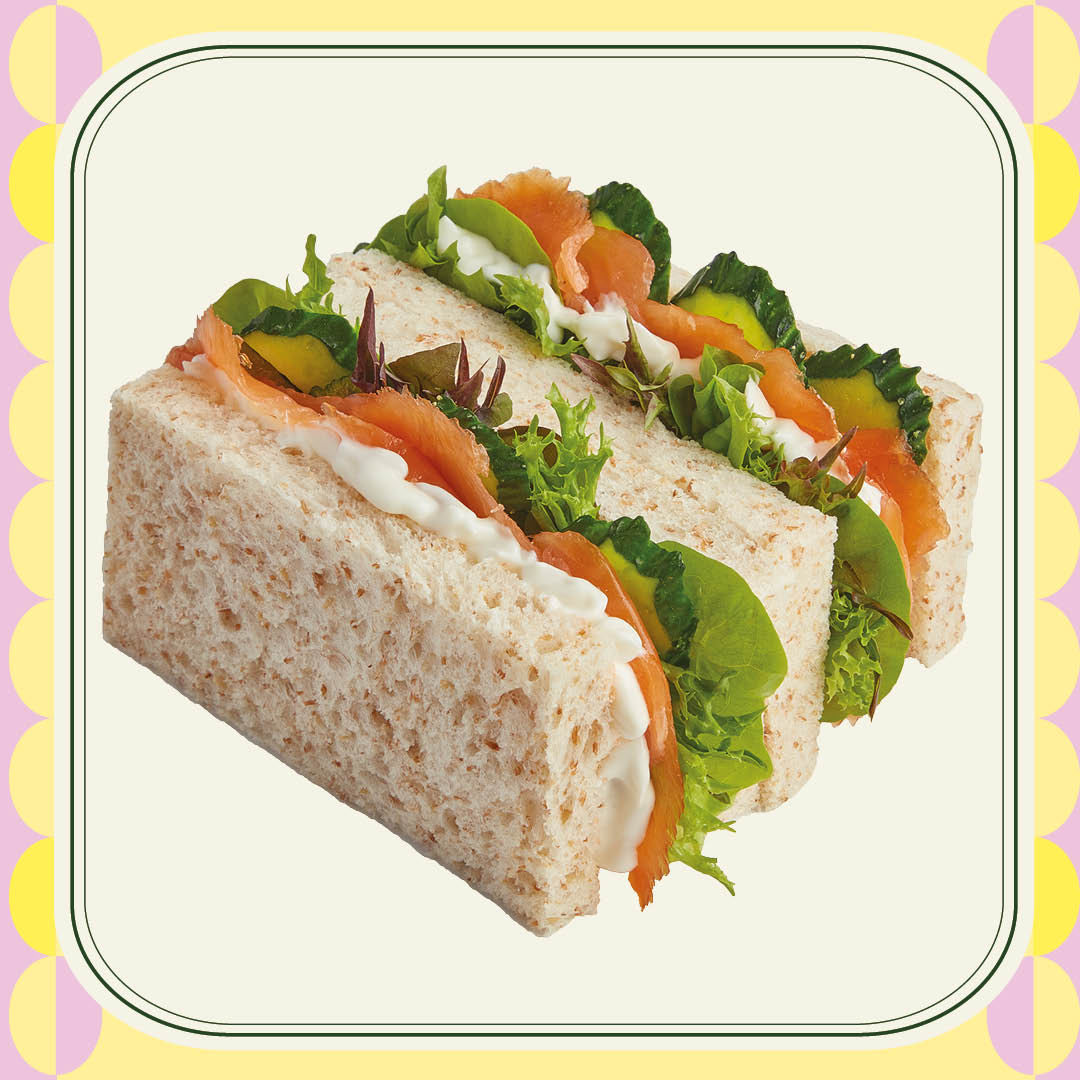 Smoked Salmon Cucumber Cream Cheese Wheat Sandwich