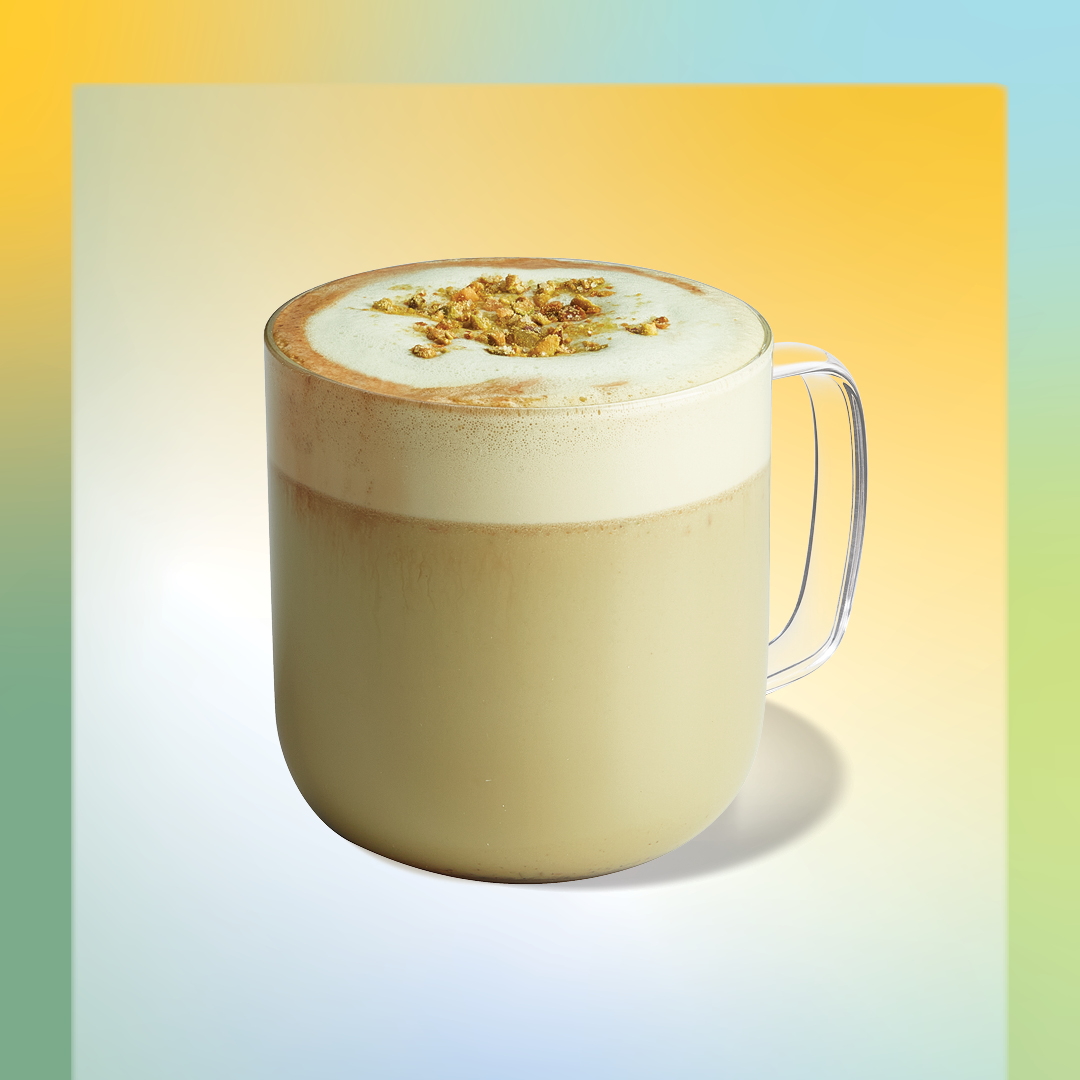 Salted-Caramel Pistachio OatMilk Latte