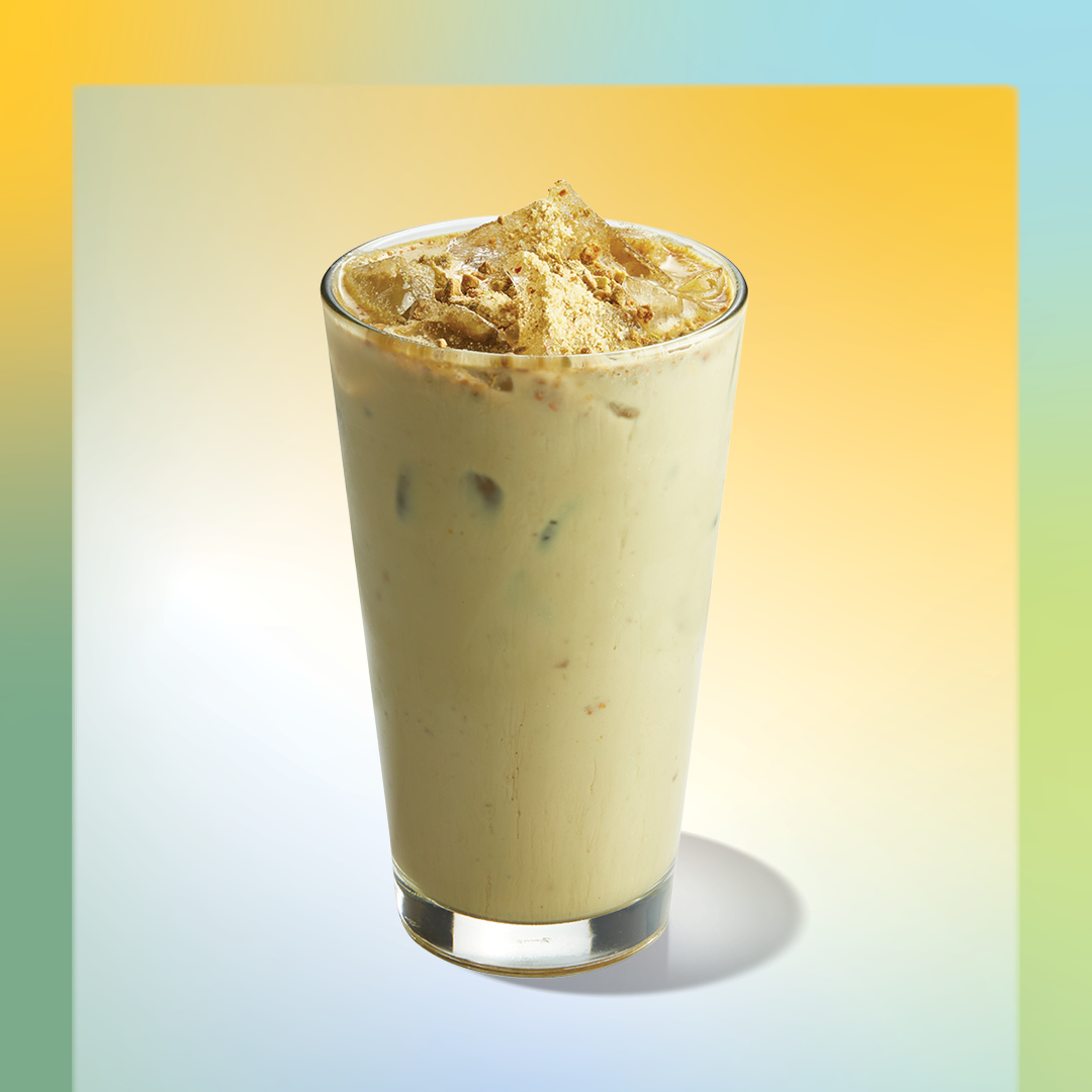 Iced Salted-Caramel Pistachio OatMilk Latte
